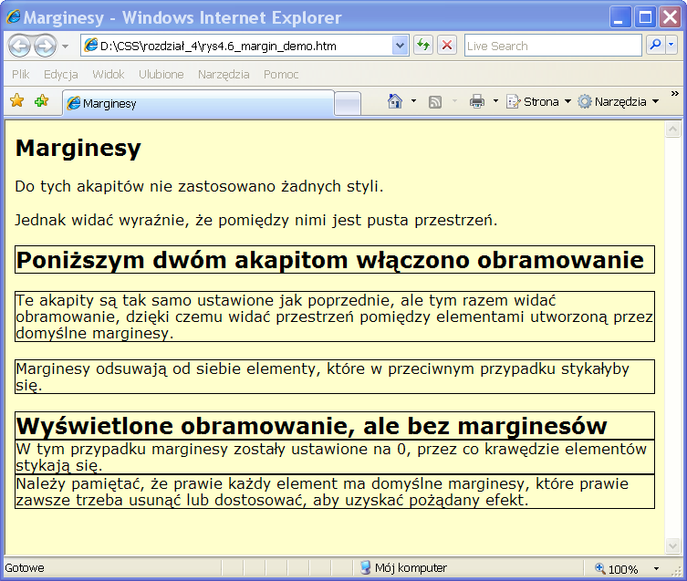 Rozdział 4. Pozycjonowanie elementów 121 Rysunek 4.6.