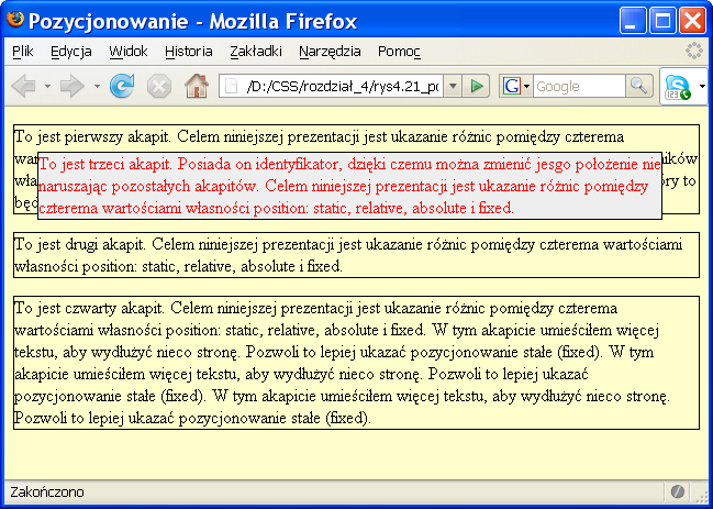 136 CSS. Witryny internetowe szyte na miarę. Autorytety informatyki Aby przesunąć element do góry i w lewo, należy użyć wartości ujemnych.