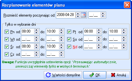 11. Planowanie z elementów W środkowej części okna Planowanie elementów znajdują się ikony: (F3) umożliwia wyszukać terminy wolne. Rys. 30. Okno: Sprawdź terminy. Rys. 29.