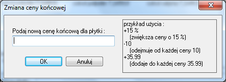 następnie typ oraz nazwę kolekcji i kliknąć dwukrotnie lewym przyciskiem myszy na podglądzie wybranej płytki. Otworzy się okno edycji, w którym jedynym aktywnym polem będzie Cena końcowa brutto (Rys.