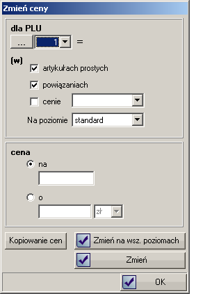 3.4. Zarządzanie cenami Funkcja zarządzania cenami służy do automatycznego zmieniania cen poszczególnych artykułów bez konieczności uruchamiania opcji Artykuły.