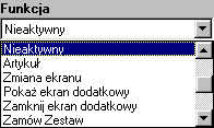 4.1.2.1. Wybór funkcji przycisku Definiowanie przycisku należy rozpocząć od wyboru funkcji dla przycisku. Pole funkcji znajduje się w prawym, górnym rogu ekranu.