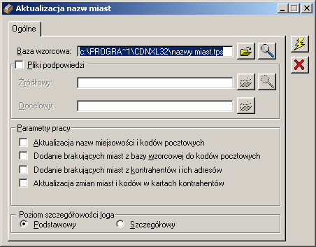 1.27.3 Aktualizacja nazw miast Naciśnięcie przycisku: [Aktualizacja nazw miast], otwiera okno: Aktualizacja nazw miast (Rys. 1.131).