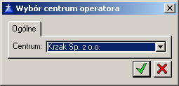 Aby dokonać zmiany centrum, naleŝy: Rys. 1.9 Wybór centrum operatora.
