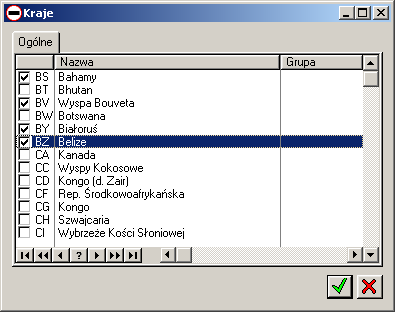Rys. 1.63 Grupa krajów. W oknie znajdują się pola: kod i nazwa, które słuŝą określeniu nazwy grupy i które zostaną przeniesione na listę grup krajów.