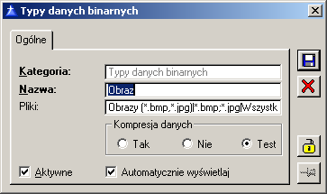 W oknie, naleŝy określić pola: Nazwa nazwa typu, Rys. 1.69 Typy danych binarnych.