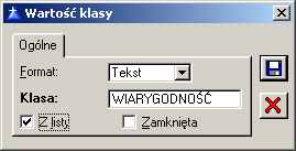 1.19.2 Wartość klasy Rys. 1.70 Właściwości kontrahentów. Okno słuŝy określeniu klasy, do której zostaną następnie przypisane wartości właściwości.