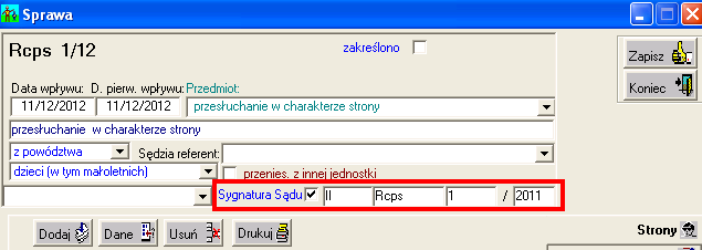 4. Strona Nr dowodu os. Poprawiono zapis pola nr dowodu os. w oknie strony przy jej dodawaniu z użyciem filtra.