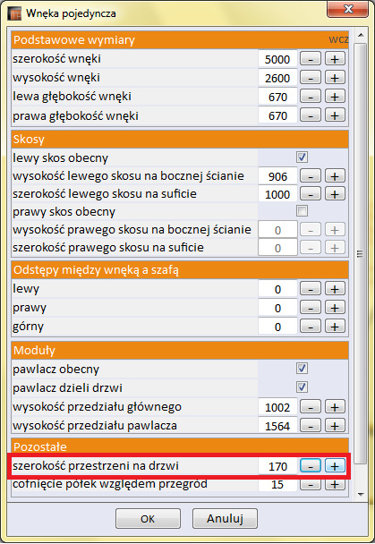 Tekstura zostanie naniesiona na wskazane skrzydło lub jego część. Można zaznaczać więcej niż jeden fragment drzwi, wtedy na wszystkie zaznaczone elementy zostanie naniesiona ta sama grafika.