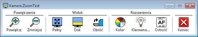 Kamera ZoomText (c.d.) Używanie Kamery ZoomText Następujące procedury opisują uruchomienie, konfigurację i używanie kamery ZoomText. Uruchomienie kamery ZoomText 1.