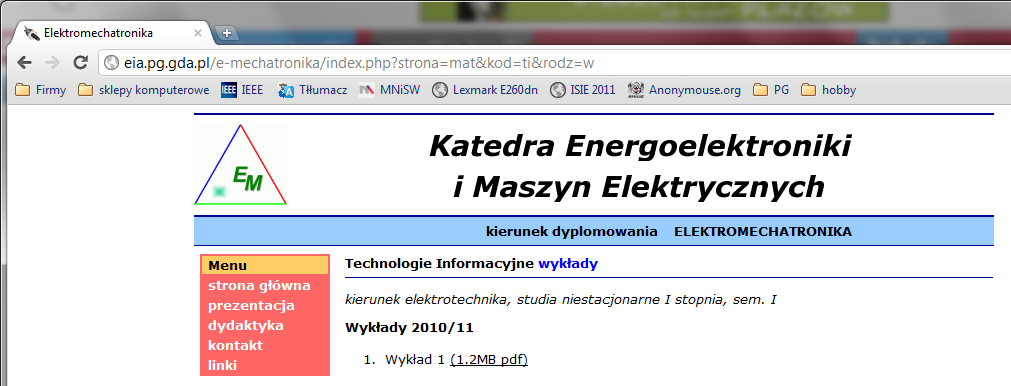 Materiały dydaktyczne Publikowane na stronie internetowej: