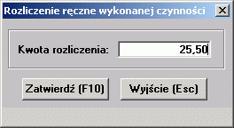 2.4.1.2 Rozliczenie czynności Jest to opcja pozwalająca na wykonanie rozliczenia czynności, a także na przegląd i modyfikację danych dotyczących rozliczenia.