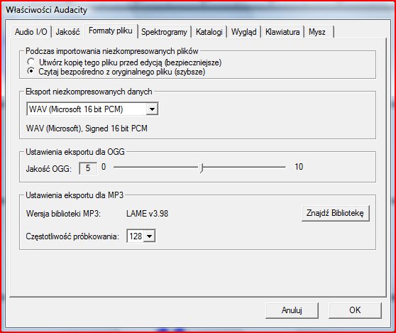 Ćwiczenie 1 Formaty plików audio 1. Na stronie WWW znajduje się fragment nagrania w zapisanego jako plik z rozszerzeniem.ogg cwiczenie_1_1.ogg a. Pytanie: Czy możemy odsłuchać to nagranie? b.