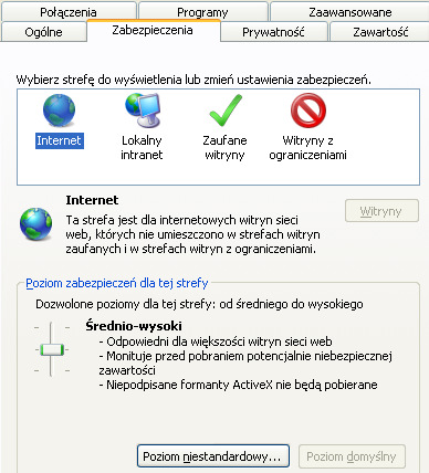 Konfigurację pokazano na przykładzie przeglądarki Internet Explorer.