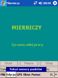 Opis programu " Mierniczy" Zadaniem programu jest pomiar pola powierzchni określonego obszaru na podstawie danych odczytanych z odbiornika GPS. 1. Menu programu 1.1 Plik.