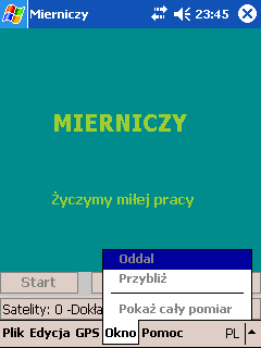 1.3 GPS a) Parametry ( szczegółowy opis poniżej). b ) c ) Oblicz pole - funkcja obliczająca pole powierzchni pomierzonych obszarów. Punkt orientac.