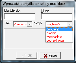 Aby wprowadzić nowe dane należy wybrać Plik > Nowy. (tworząc nowe zgłoszenie na nową sesję egzaminacyjną nie należy edytować plików z poprzednich sesji egzaminacyjnych!