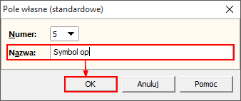 6.2 Pola własne Po dodaniu wzorców wydruku należy zdefiniować pola własne dla towarów. Aby zdefiniować pola własne należy uruchomić moduł Administracja Parametry Pola własne.