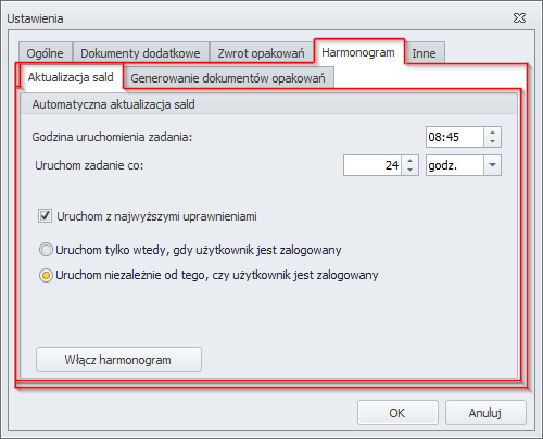 8.1.1.4 Harmonogram Opcje w tym oknie umożliwiają dodanie do harmonogramu Windows nowych zadań.