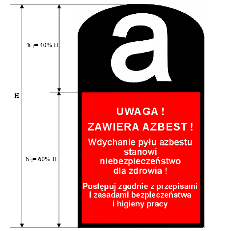 Plan usuwania azbestu i wyrobów zawierających azbest stosowanych na terenie miasta Wodzisławia Śląskiego Załącznik nr 4. Wzór oznakowania dla miejsc zawierających azbest lub wyroby zawierające azbest.