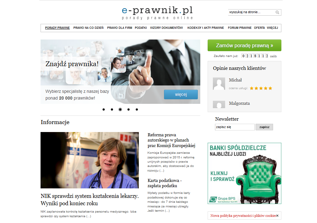 AKTUALNOŚCI Zamieściliśmy także nasze banery reklamowe w wielu portalach informacyjnych i finansowych. Po kliknięciu na każdy z nich, odbiorca był kierowany do portalu najblizejludzi.pl.