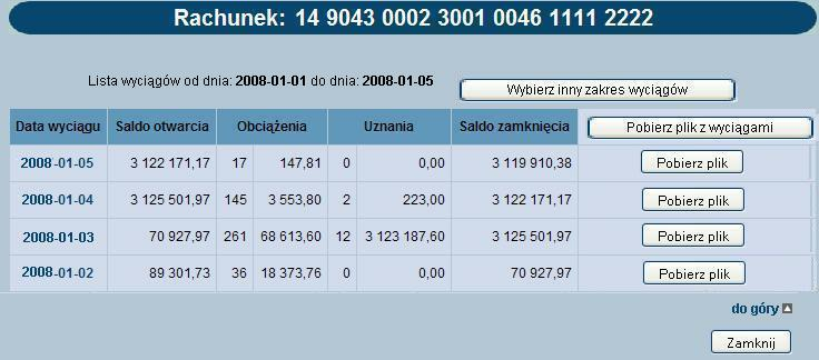 Rozdział 4 Rachunki W oknie tym należy określić zakres listy wyciągów.