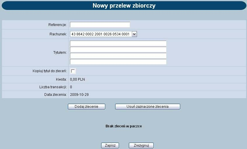 Rozdział 10 Przelewy zbiorcze dokumenty posortowane wg kolejności wyświetlane są od najstarszej do najwcześniejszej daty.