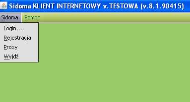 Ekran 2: Wybór rejestracji klienta z menu aplikacji Po wybraniu wyŝej wymienionej opcji Rejestracja z menu, aplikacja wyświetli okno ZałoŜenie nowego rachunku.