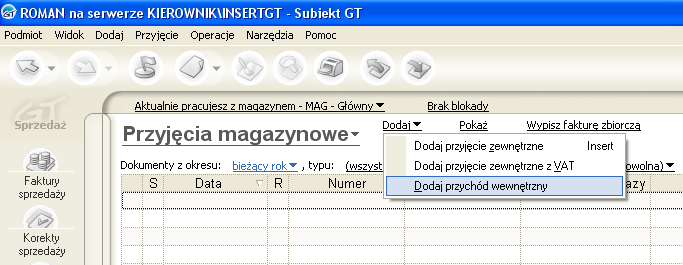 47 2. WPROWADZANIE STANÓW POCZĄTKOWYCH TOWARÓW Z BILANSU OTWARCIA Wprowadzając stany początkowe towarów z bilansu otwarcia, należy wystawić dowód Pw - przychód wewnętrzny.