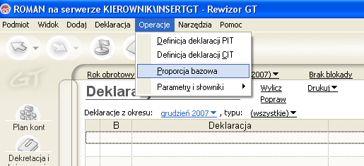 83 SPORZĄDZENIE DEKLARACJI VAT-7 ZAŁOŻENIA: W grudniu 2007 roku podatek VAT naliczonych w fakturach zakupu podlega odliczeniu od podatku VAT należnego w 100%. 31.12.2007 r. hurtownia złożyła w Urzędzie Skarbowym deklarację z tytułu podatku od towarów i usług za grudzień 2007 r.