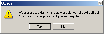 3.6. Pierwsze uruchomienie programu Podczas pierwszego uruchomienia programu program sprawdzi zawartość bazy danych na serwerze MS SQL.