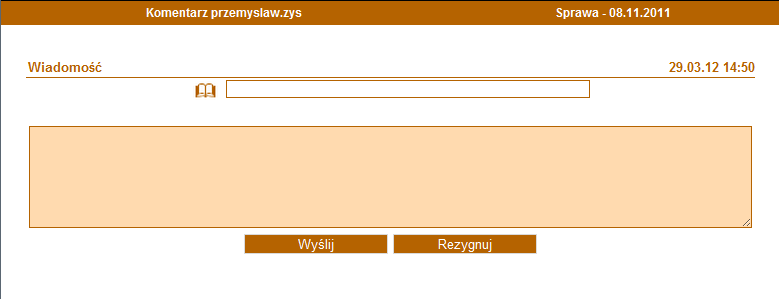 Rysunek 41. Wysyłanie sprawy wybór właściwego adresata Również automatyczne zaczytanie adresata korespondencji zwrotnej ma miejsce w przypadku dalszej korespondencji z innym użytkownikiem Audanet.