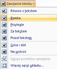 Rozdział II. Wstawianie i formatowanie obiektów Po wskazaniu obiektu graficznego pojawia się nowy pasek z narzędziami umożliwiającymi zmianę jego parametrów.