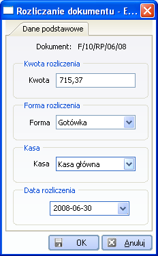 Rys. 8-106 Rozliczanie kasowe nierozliczonych dokumentów z