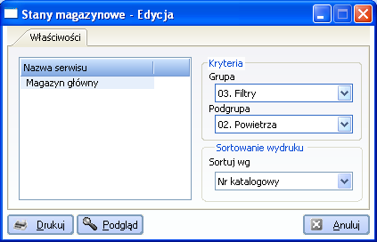 9.5 Raporty magazynowe Raporty te umożliwiają sprawną gospodarkę magazynową i są pomocne przy tworzeniu zamówień. \ 9.5.1 Stany magazynowe Rys.