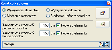 Rys. 14. Okno własności punktu pośredniego trasy rzeczywistej 4.4.9 Koryto kablowe Po kliknięciu ikony pojawia nam się okno dialogowe z ustawieniami wstawiania na rysunek koryta kablowego: Rys. 15.