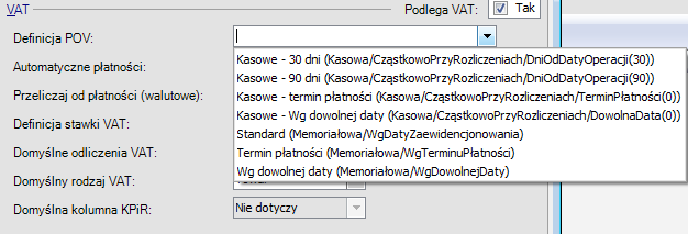 Rys. 137 Definicja dokumentu / Rozszerzenie definicji Rozszerzenie definicji aktywne zaznaczenie parametru na Tak uaktywnia możliwość rozszerzenia konkretnej definicji.