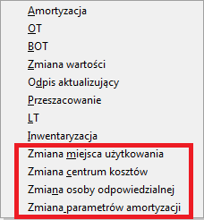 Aby dodatkowe dokumenty były widoczne na liście dokumentów, należy wejść w Narzędzia / Opcje / Księga inwentarzowa / Ogólne, następnie należy ustawić datę przy Aktualizacji parametrów środków