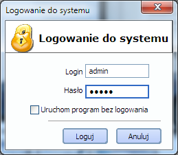 Rys. 4-4 Okno logowania 5 Poruszanie się w programie miniwarsztat 2012 5.1 Opis głównego okna programu W celu ułatwienia obsługi programu, okno główne podzielono na kilka obszarów (Rys. 5-1).