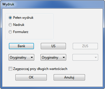 Podręcznik użytkownika Sage Symfonia Kadry i Płace 248 Dwa odcinki przelewu na wydruku utworzone zostaną dwa odcinki przelewu(domyślne tworzone są 4), Wybierz przelewy w trakcie wykonywania raportu