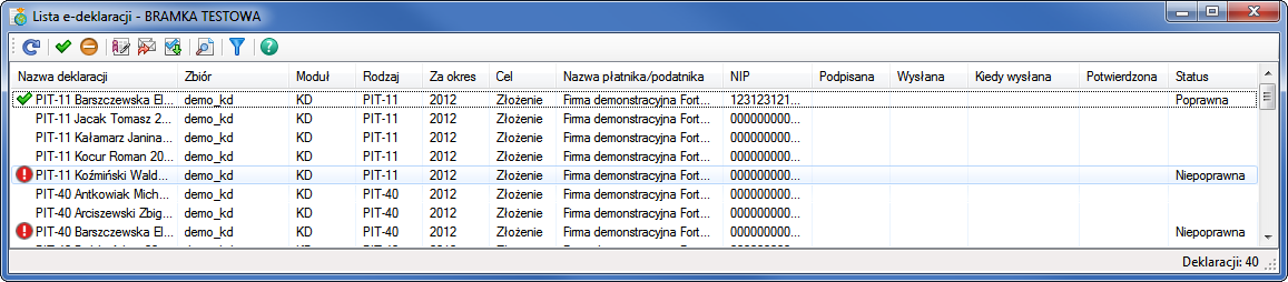 Podręcznik użytkownika Sage Symfonia Kadry i Płace 269 Moduł z jakiego modułu lub programu deklaracja została wygenerowana Rodzaj w tej kolumnie pojawia się identyfikator rodzaju deklaracji.