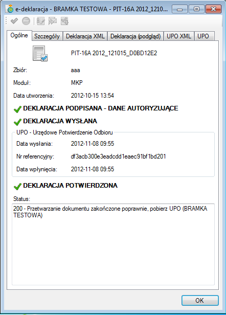 Podręcznik użytkownika Sage Symfonia Kadry i Płace 278 Po wykonaniu operacji pobrania potwierdzenia, pole Deklaracja potwierdzona zostaje automatycznie zaznaczone, pojawi się również w polu Data