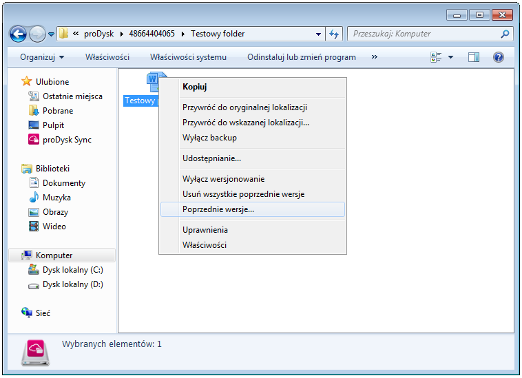 12. WERSJONOWANIE Wersjonowanie, czyli dostęp do poprzednich wersji plików, pozwala na odzyskanie wcześniej zapisanych wersji plików.