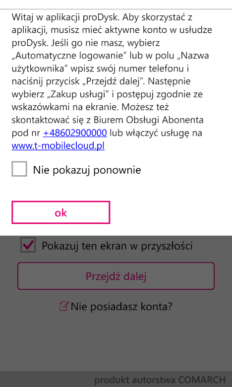 19.3. APLIKACJA DLA SYSTEMU WINDOWS PHONE 19.3.1. INSTALACJA APLIKACJI I LOGOWANIE DO KONTA PRODYSK 1. Po kliknięciu w instalator aplikacji prodysk, otworzy się kreator instalacji.