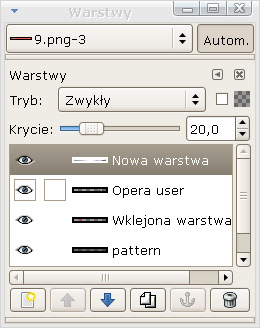 T raz z m nu w yb i ram y k o jno: W arstw a- > Sk a uj w arstw ę... Ustaw iam y następując w artości: Tw orzym y now ą w arstw ę, ni r zygnując z zaznacz nia i w yp łniam y j b iałym k o or m.