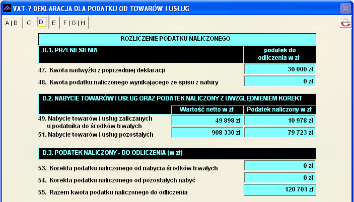 114 Ewidencja VAT Pozycje deklaracji wypełniane są zgodnie z opisami w definicji rejestrów.