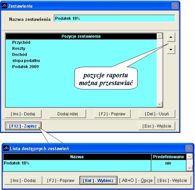 150 8.6.2 Raporty Operacje na zestawieniach.