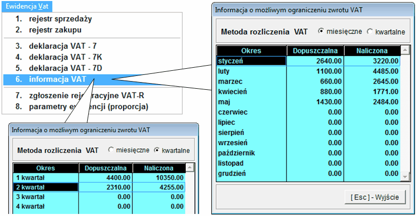 166 10.4 Ramzes PKPiR w pakiecie Ramzes Agro Informacja o możliwym ograniczeniu zwrotu VAT.