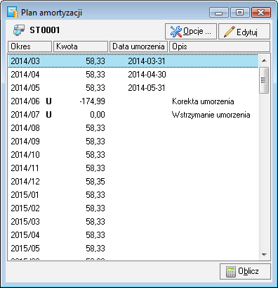 Podręcznik użytkownika Sage Symfonia Start Mała Księgowość 55 Rys. 59 Dialog Księgowanie dla umorzeń.