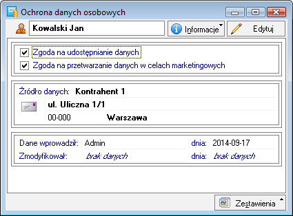 Procedury specjalne Ochrona danych osobowych W programie Sage Symfonia Start Mała Księgowość zastosowano mechanizmy ułatwiające stosowanie Ustawy o ochronie danych osobowych, do danych pracowników i